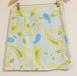 Lily Pulitzer Light Blue Floral Paisley Print Skirt
